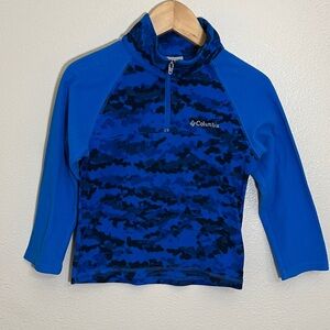 Columbia Blue Black Camo Fleece Pullover Sweatshirt